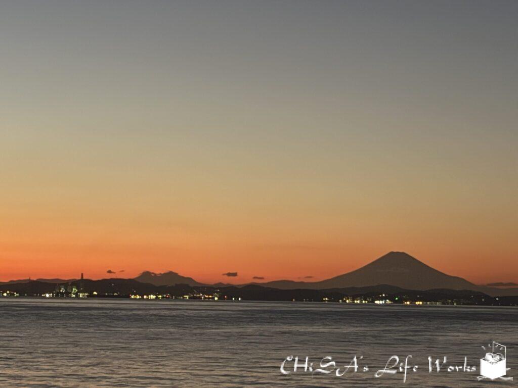 夕暮れの富士山